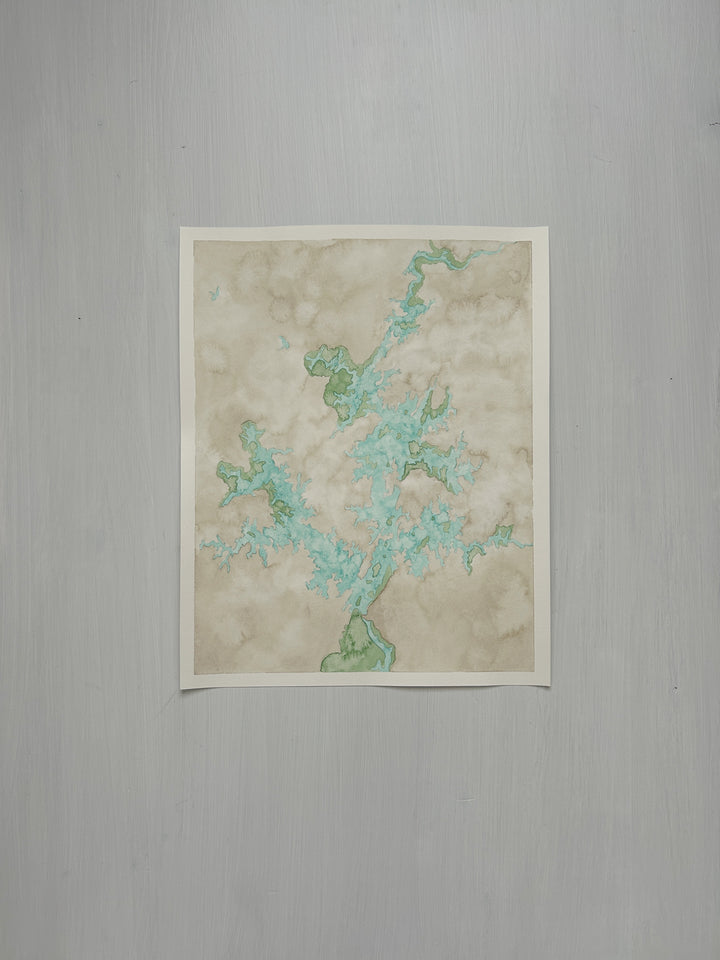 Lake Martin, Alabama Original Coastal Watercolor Map