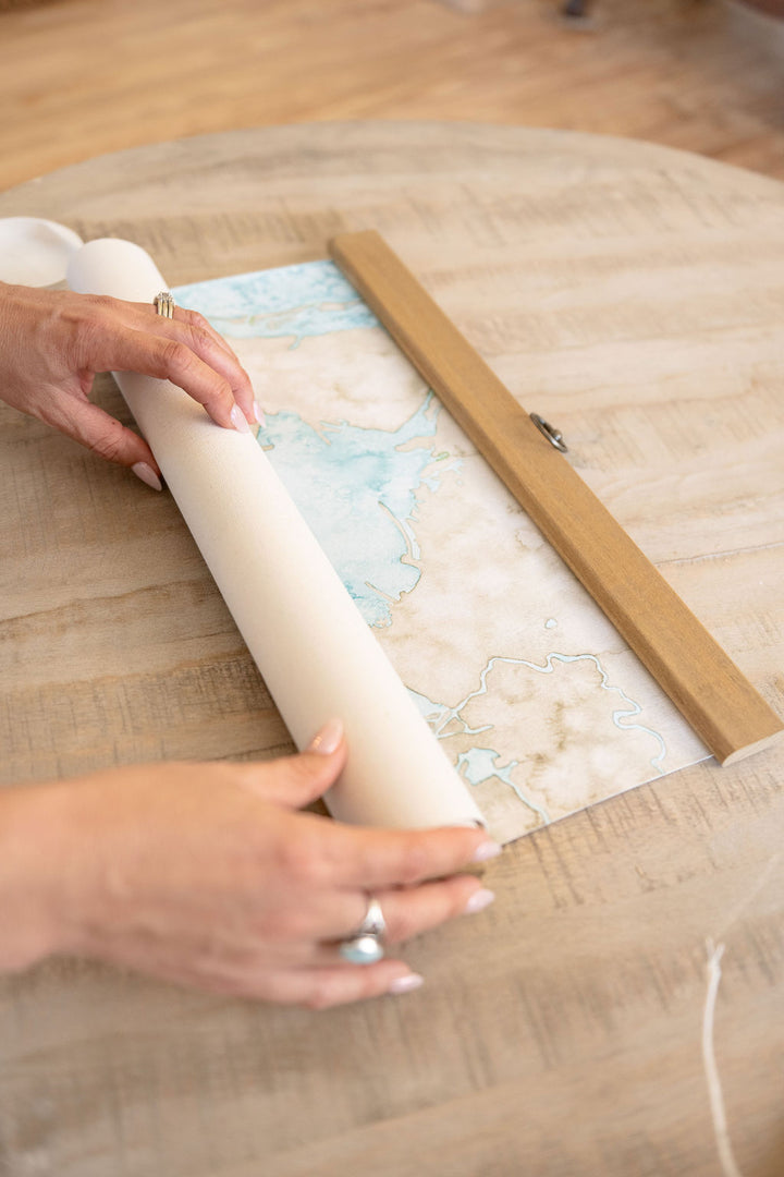 Hanging Canvas Coastal Watercolor Map Commission
