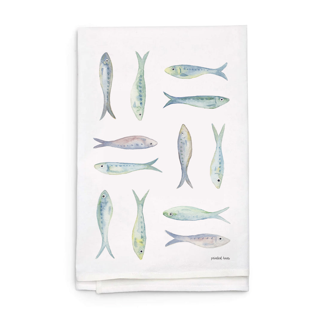 SALE Seaglass Sardines Tea Towel