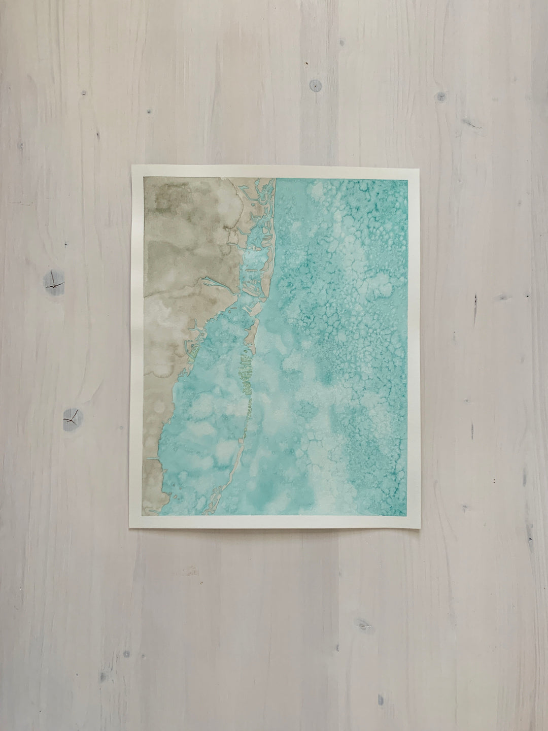 Biscayne Bay & Miami Area, Florida Original Coastal Watercolor Map