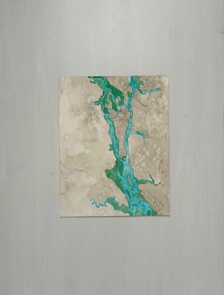 Cape Fear River and Wilmington, NC Original Coastal Watercolor Map