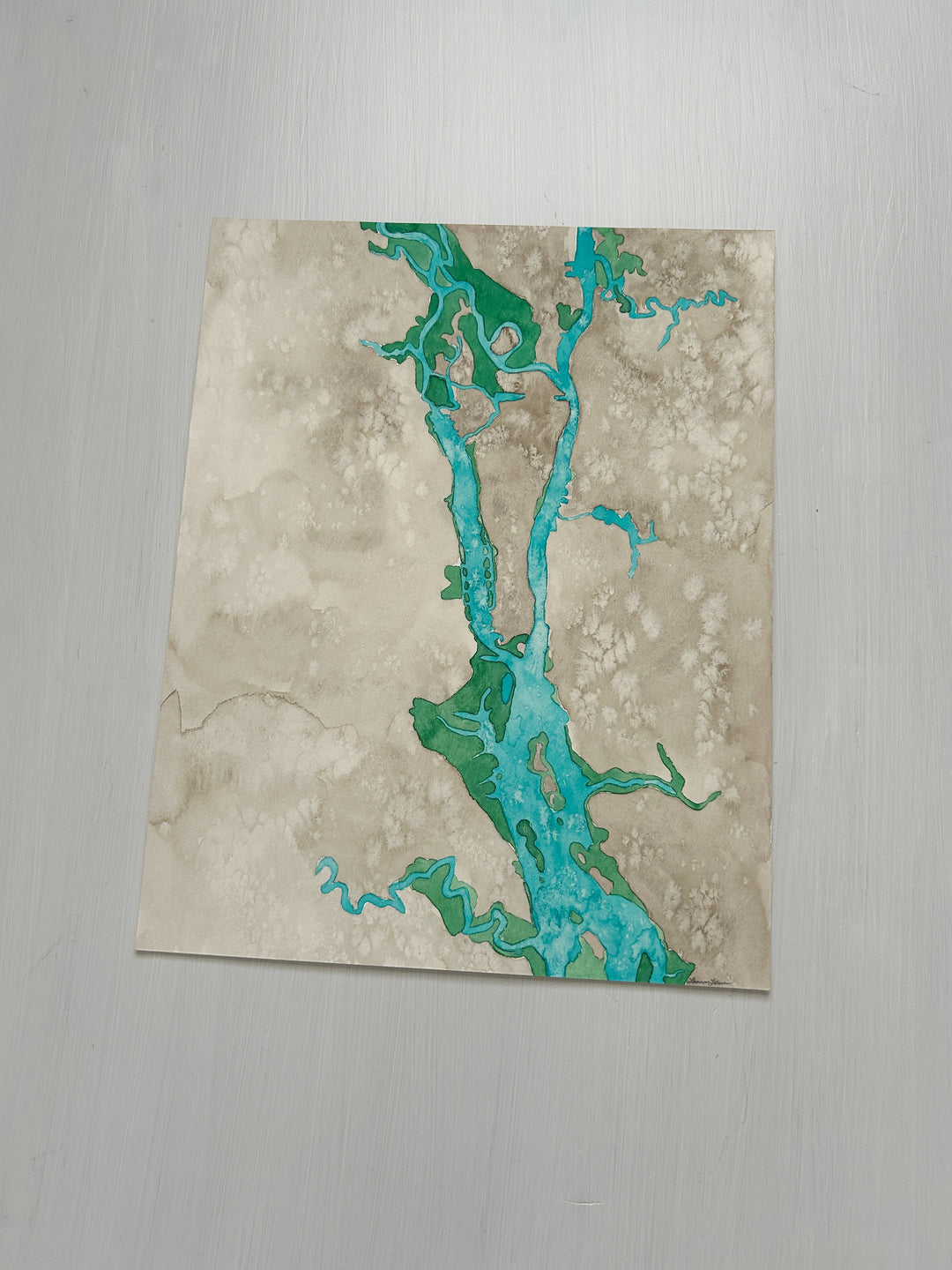 Cape Fear River and Wilmington, NC Original Coastal Watercolor Map