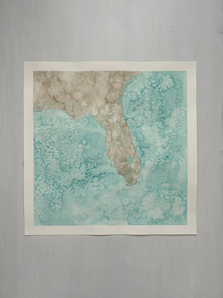 Florida Original Coastal Watercolor Map