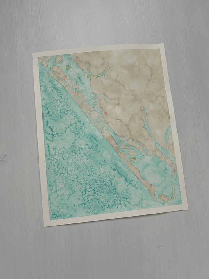 Don Pedro Island, Florida Original Coastal Watercolor Map