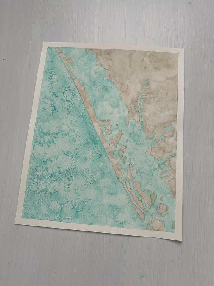 Manasota Key, Florida Original Coastal Watercolor Map