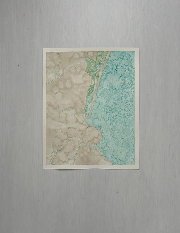 Ogunquit, Maine Original Coastal Watercolor Map