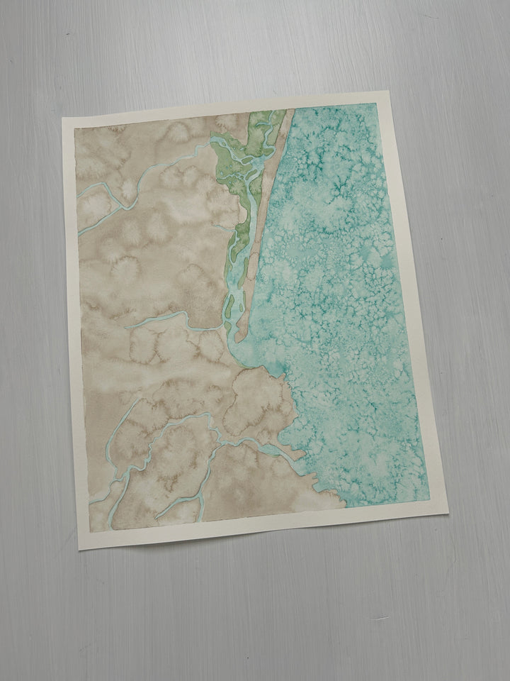 Ogunquit, Maine Original Coastal Watercolor Map