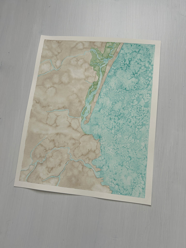 Ogunquit, Maine Original Coastal Watercolor Map