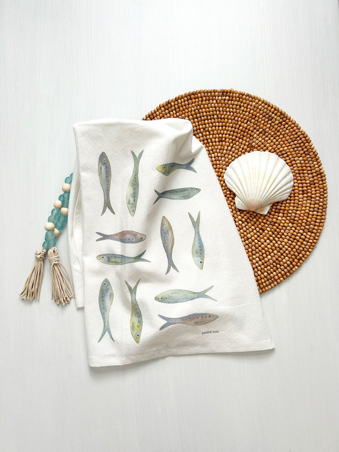 Seaglass Sardines Tea Towel