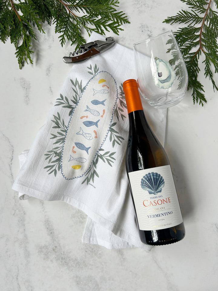 Feast of the Seven Fishes Holiday Tea Towel