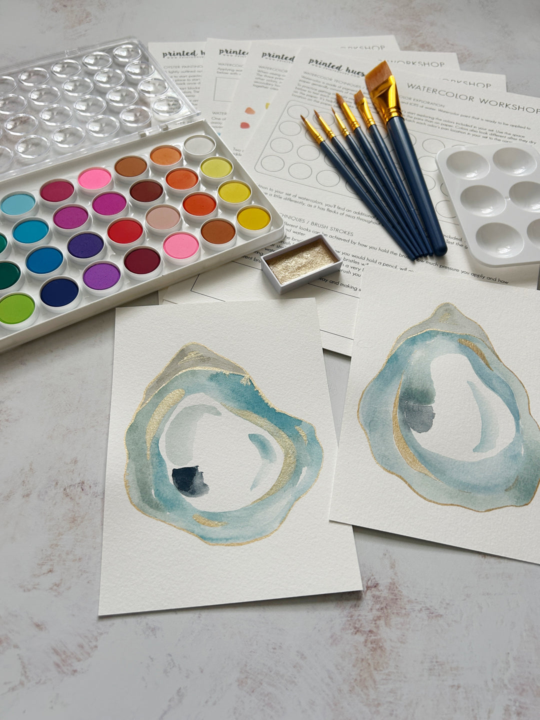 Gilded Oyster Watercolor Workshop