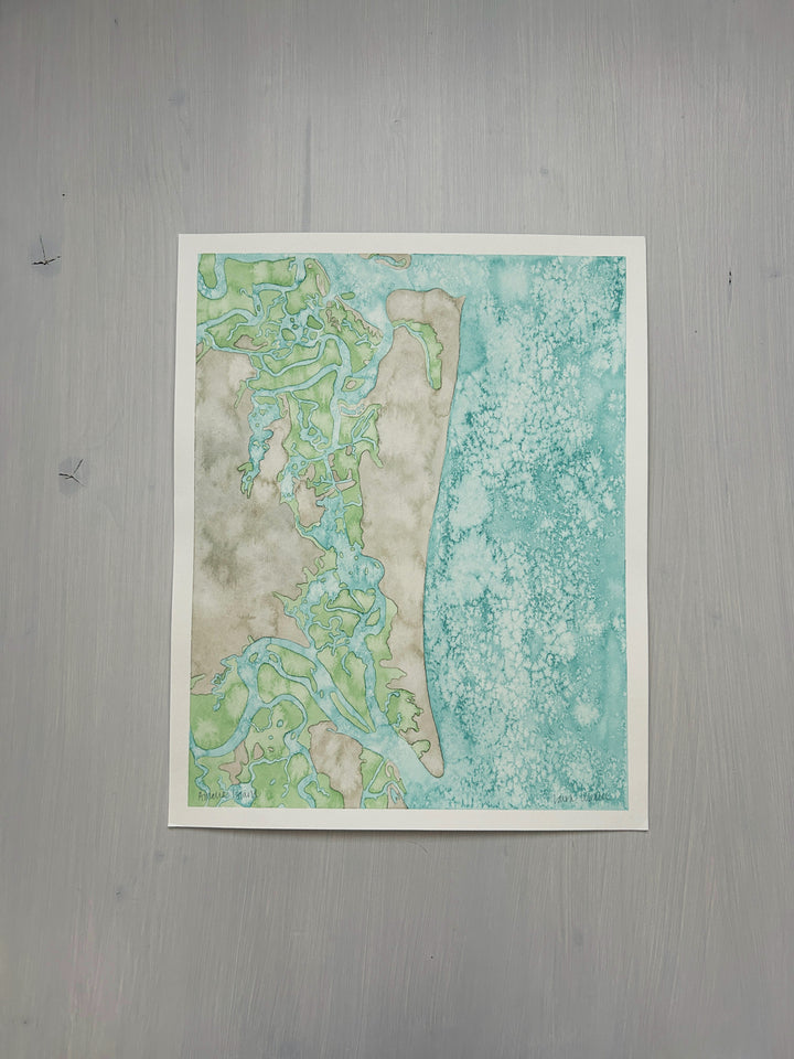 Amelia Island Original Coastal Watercolor Map