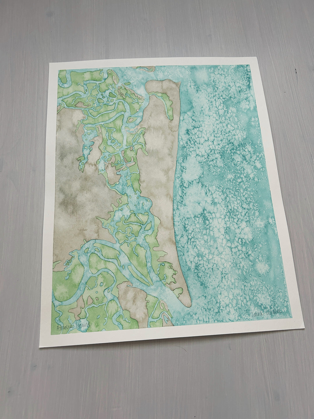 Amelia Island Original Coastal Watercolor Map