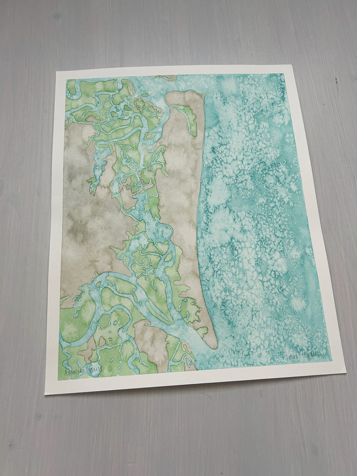 Amelia Island Original Coastal Watercolor Map