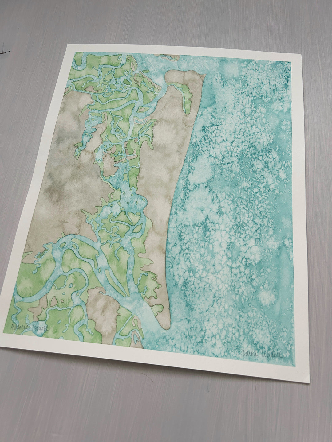 Amelia Island Original Coastal Watercolor Map