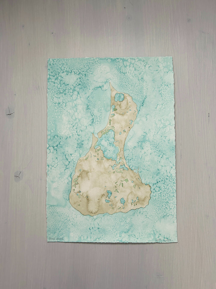 Block lsland Original Coastal Watercolor Map