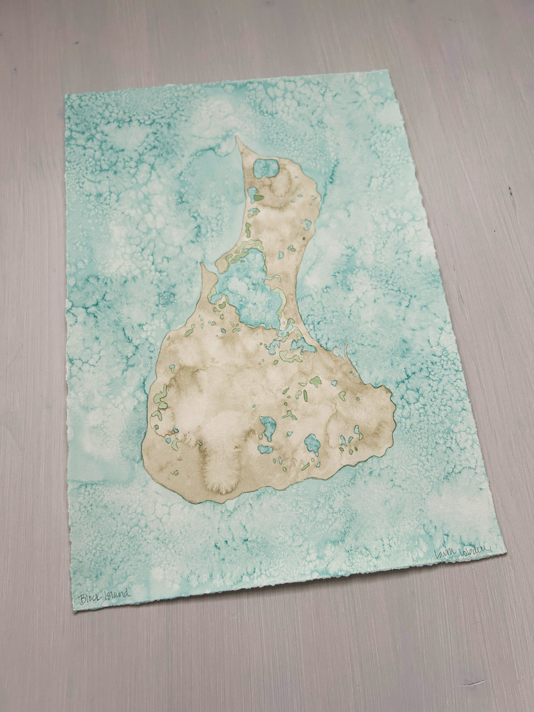 Block lsland Original Coastal Watercolor Map