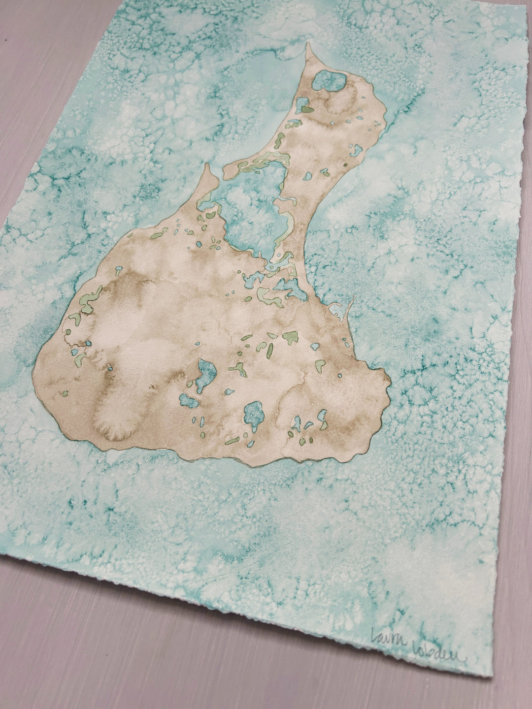 Block lsland Original Coastal Watercolor Map