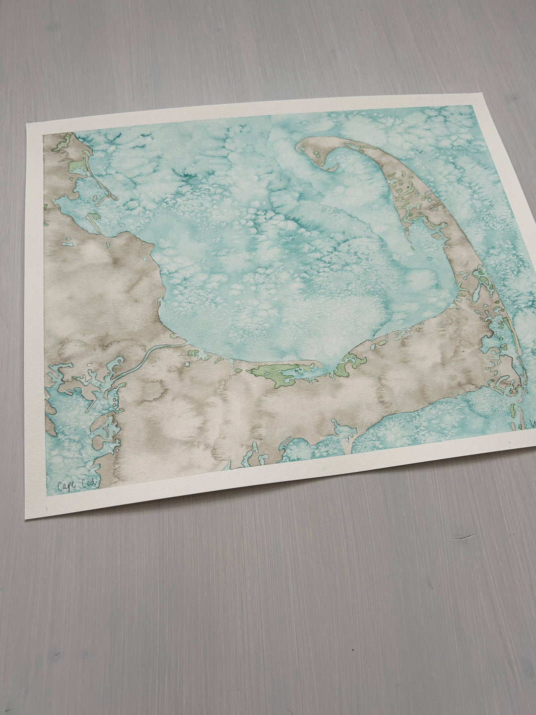 Cape Cod Original Coastal Watercolor Map