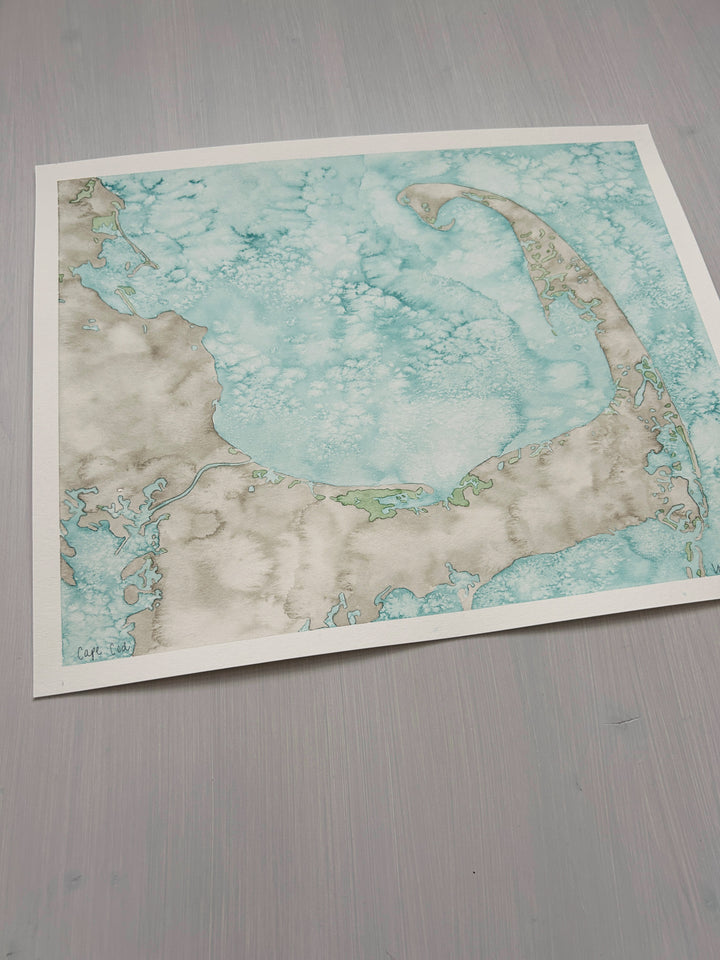 Cape Cod Original Coastal Watercolor Map