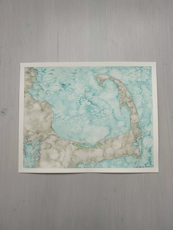 Cape Cod Original Coastal Watercolor Map