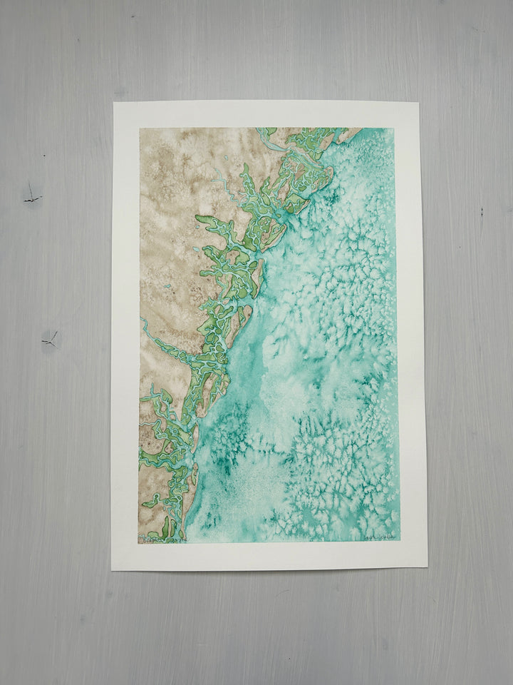 Georgia Original Coastal Watercolor Map