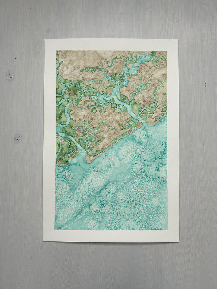 Edisto Original Coastal Watercolor Map