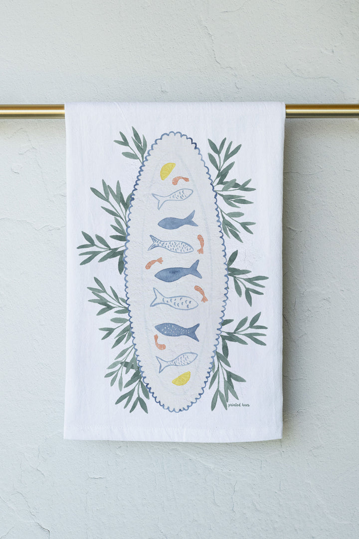 Feast of the Seven Fishes Holiday Tea Towel