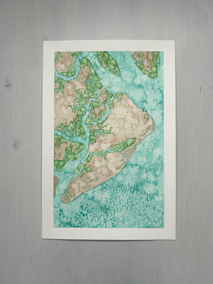 Hilton Head Island Original Coastal Watercolor Map