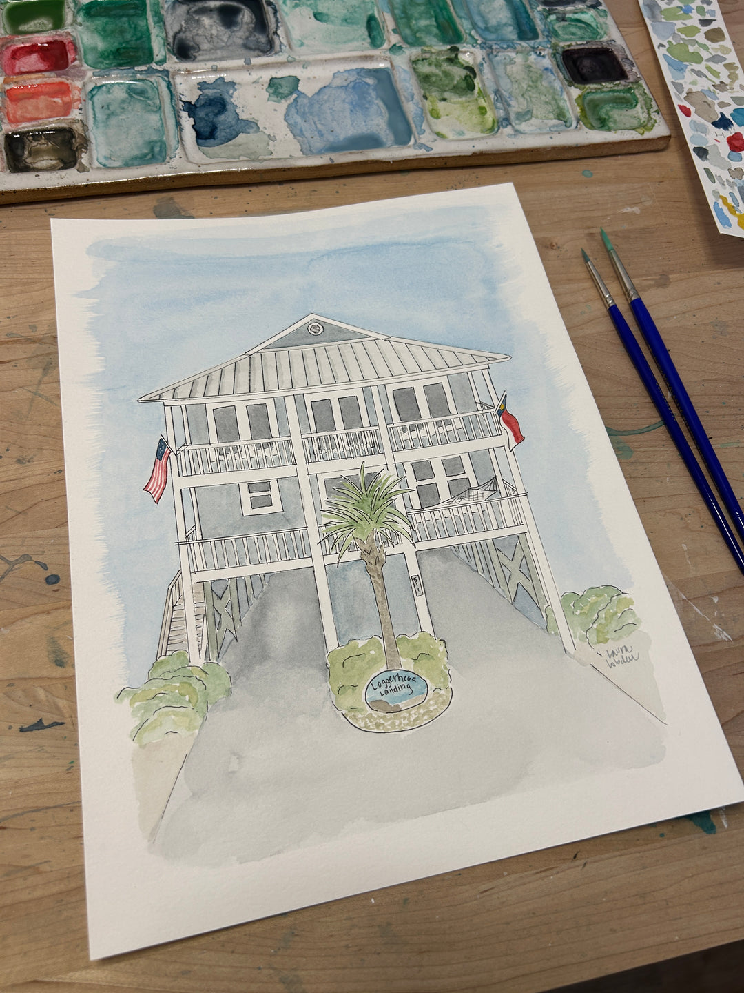 Watercolor Home Portrait Commission