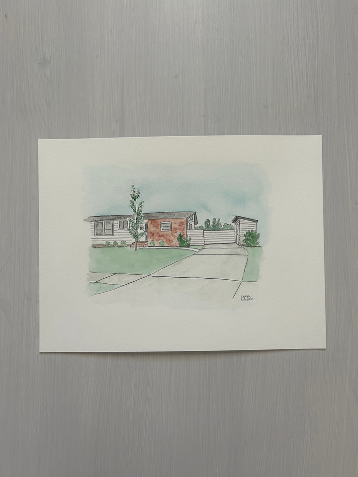 Watercolor Home Portrait Commission