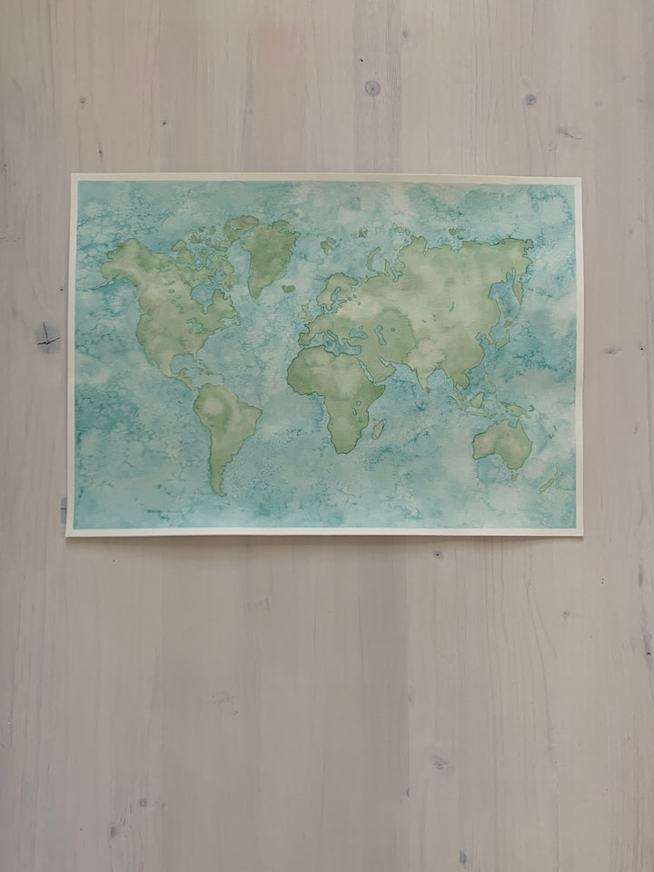 World Original Watercolor Map