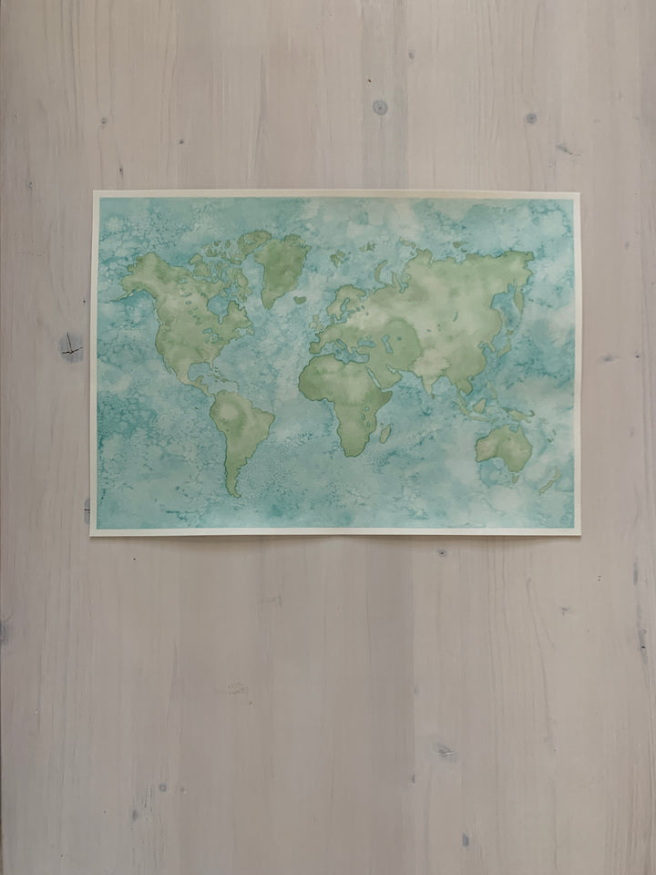 World Original Watercolor Map