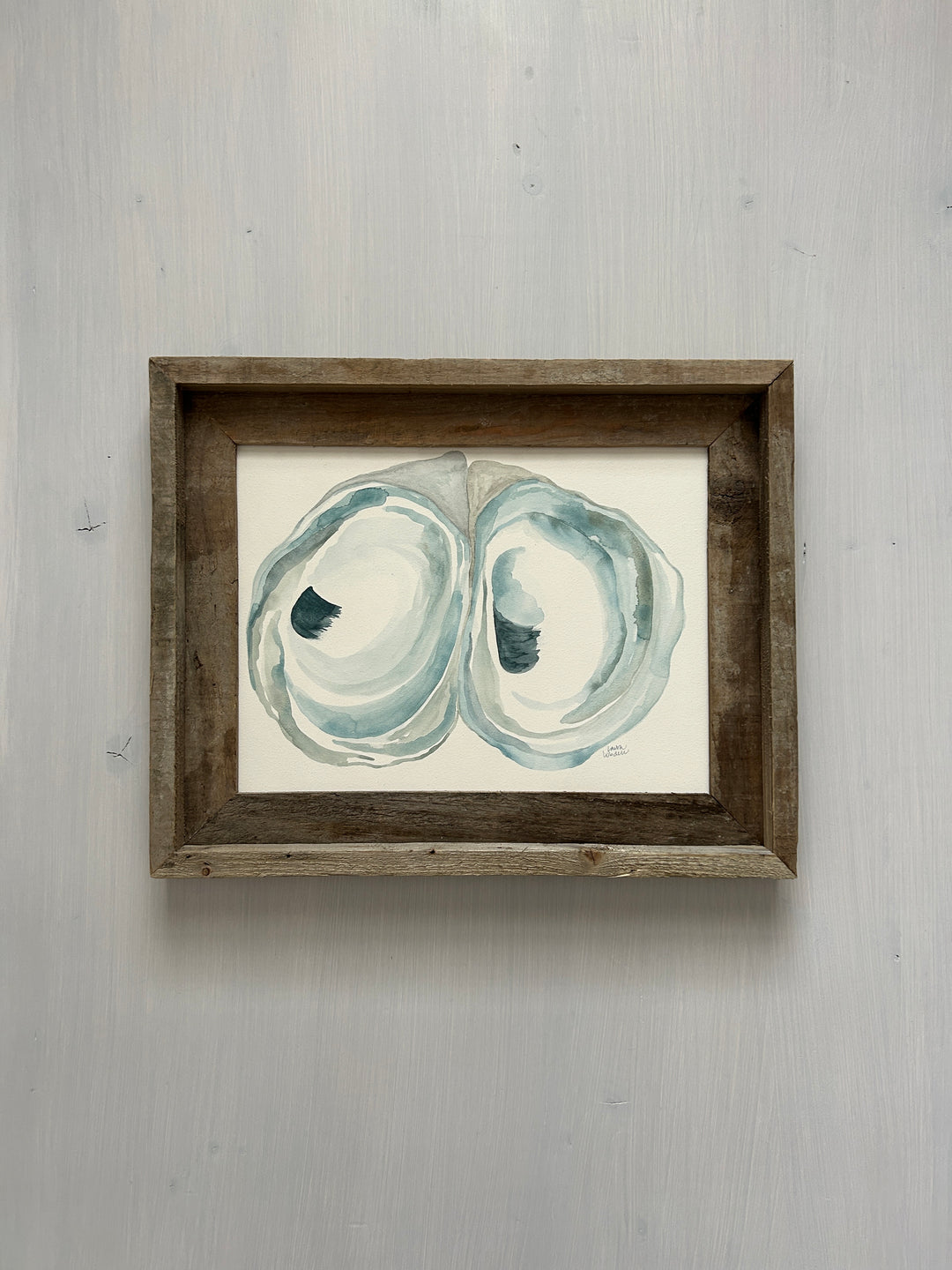 Framed Mossy Aqua Original Oyster Pair