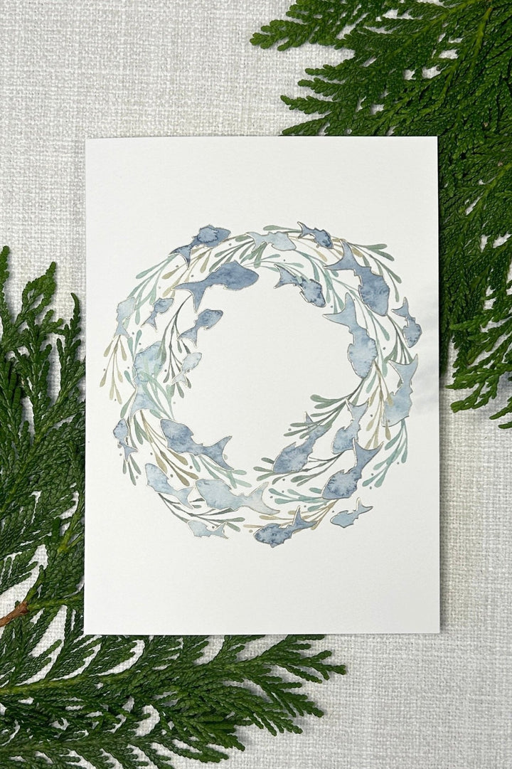 Wreath of Fish Holiday Card Set