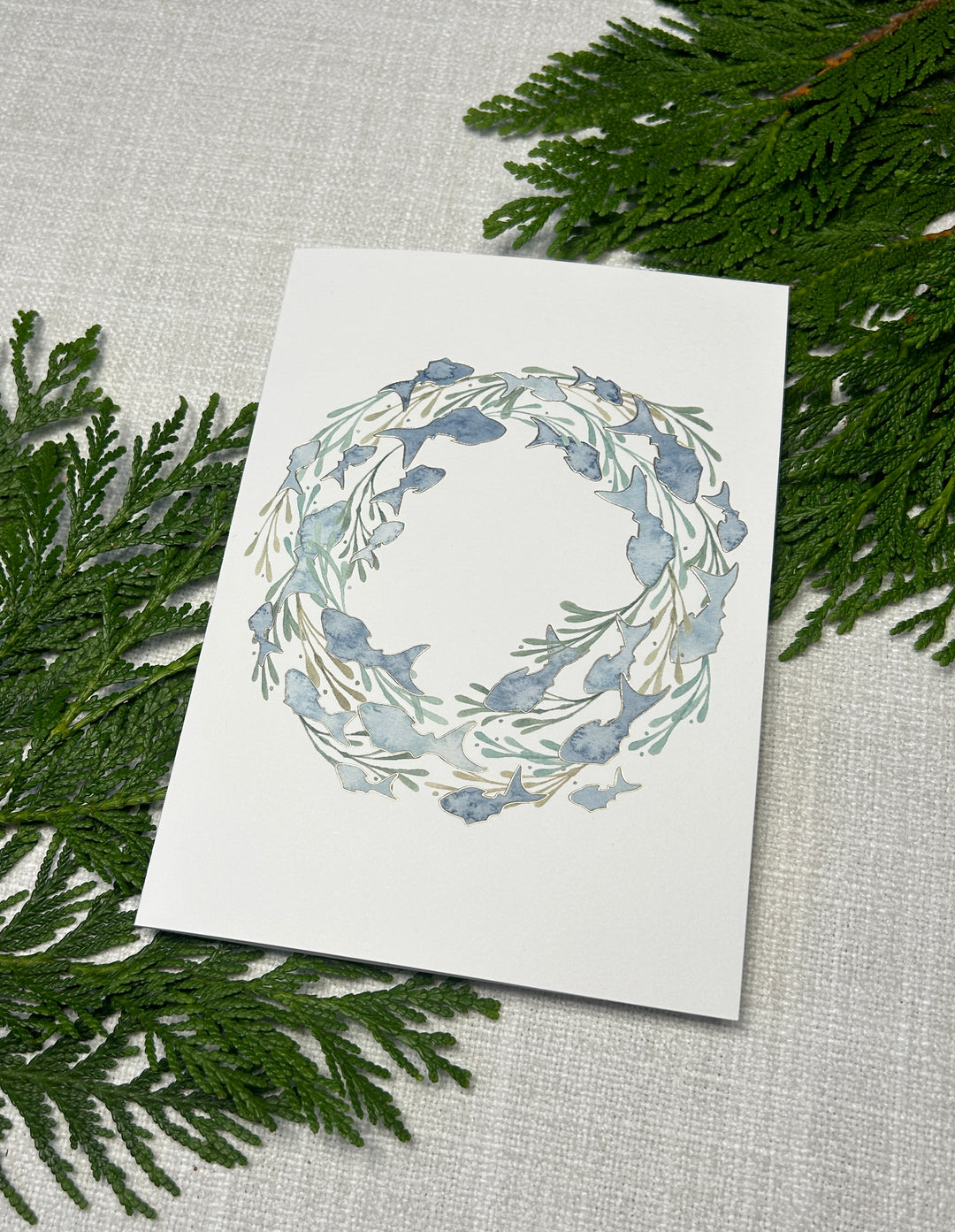 Wreath of Fish Holiday Card Set