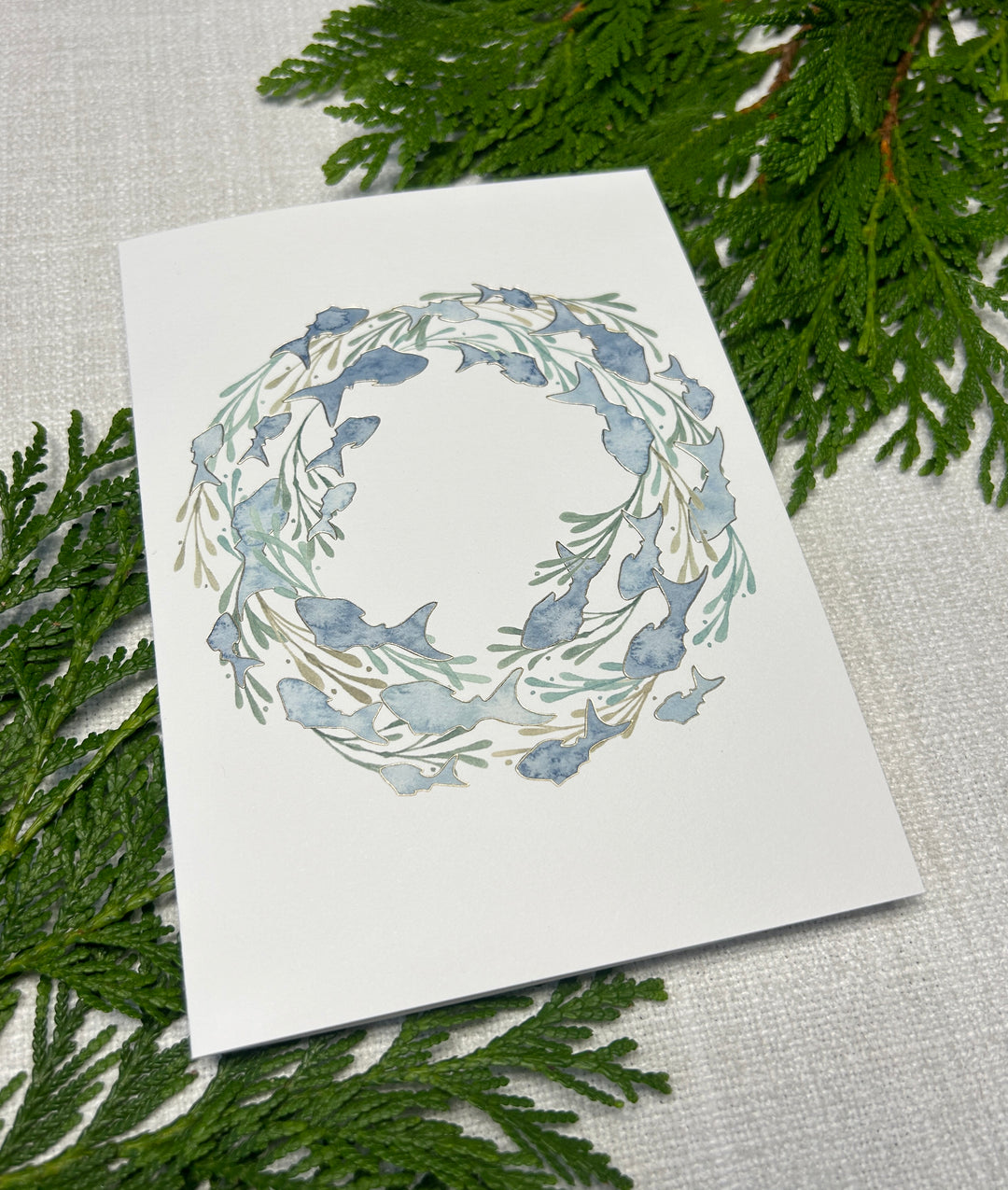 Wreath of Fish Holiday Card Set