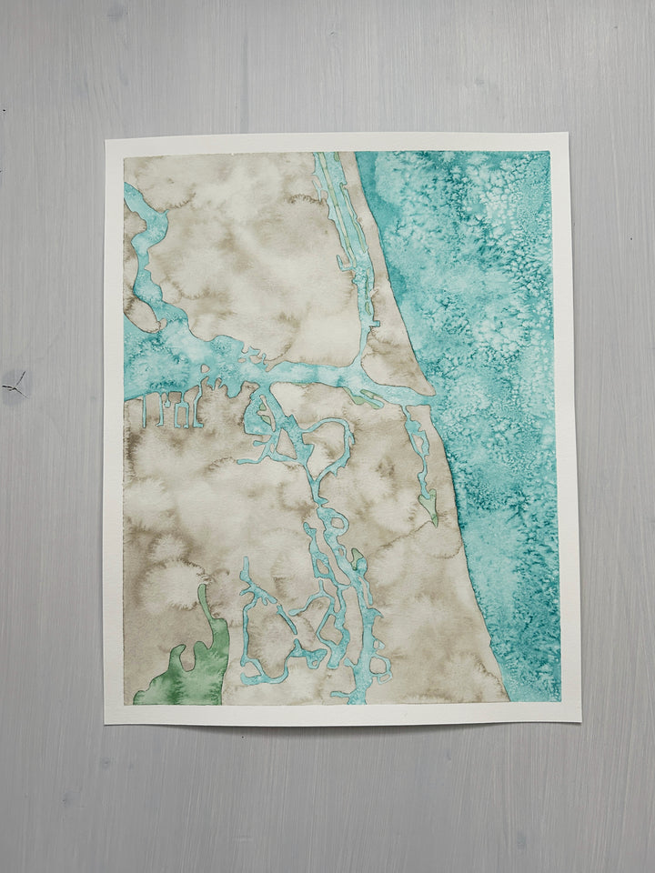 Jupiter Inlet, Florida Original Coastal Watercolor Map