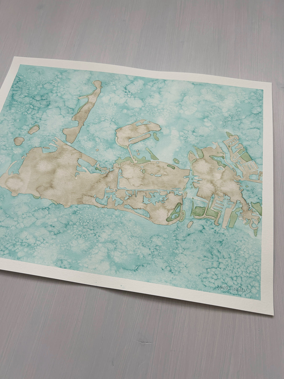 Key West Original Coastal Watercolor Map