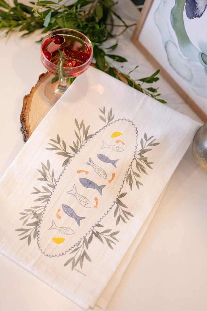 Feast of the Seven Fishes Holiday Tea Towel