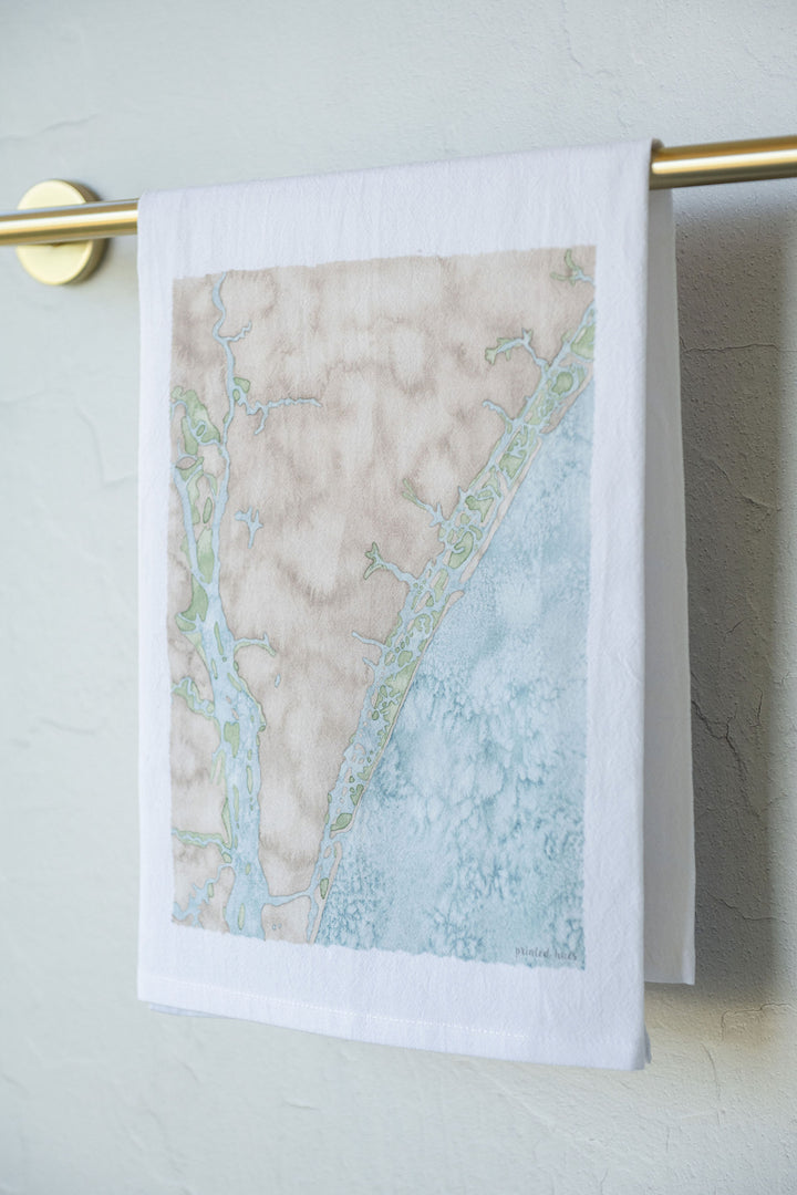 Coastal Wilmington Map Tea Towel