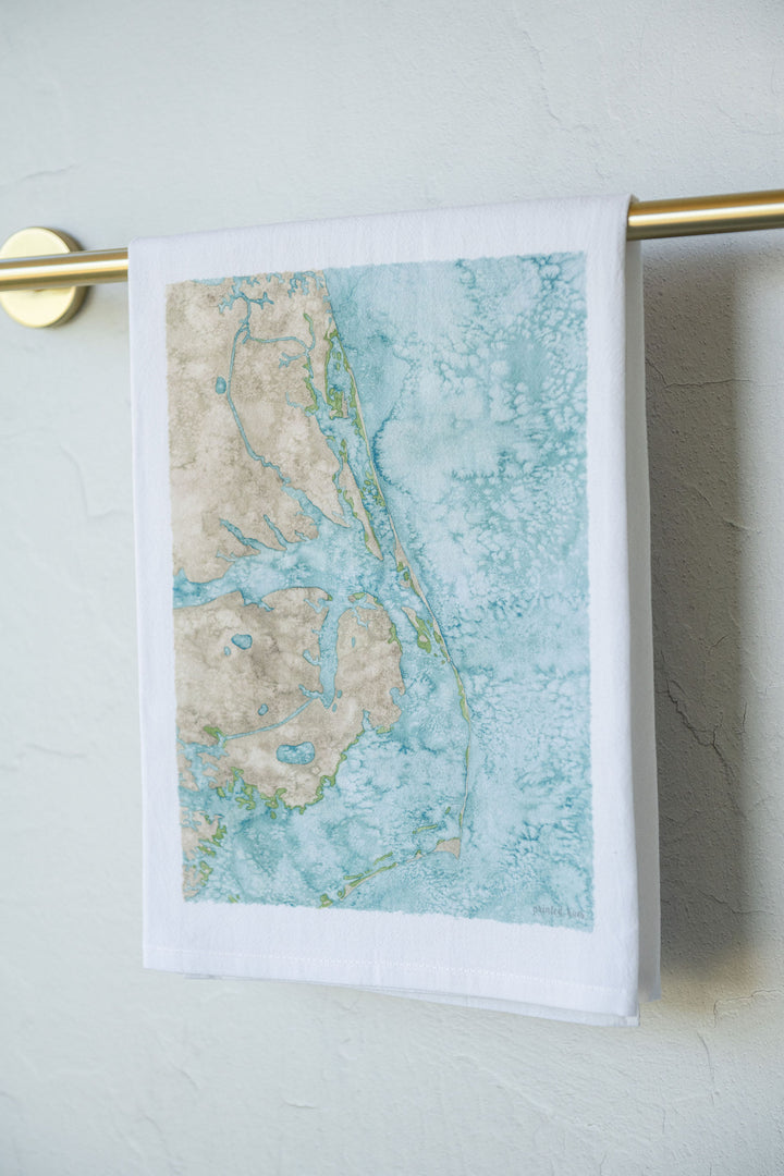 Outer Banks Map Tea Towel