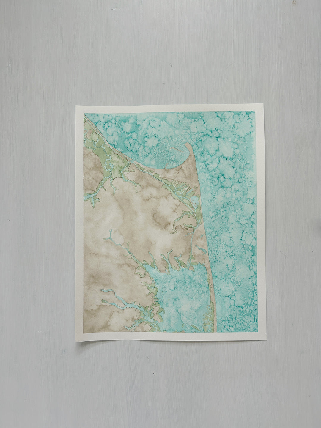 Lewes, Delaware and Cape Henlopen Original Coastal Watercolor Map