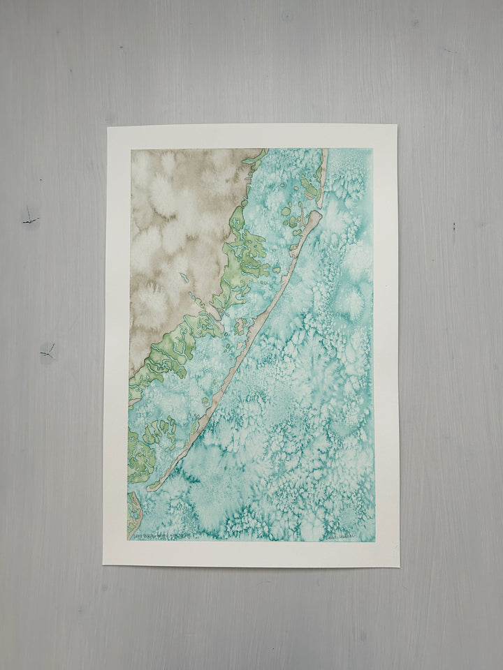 Long Beach Island Original Coastal Watercolor Map