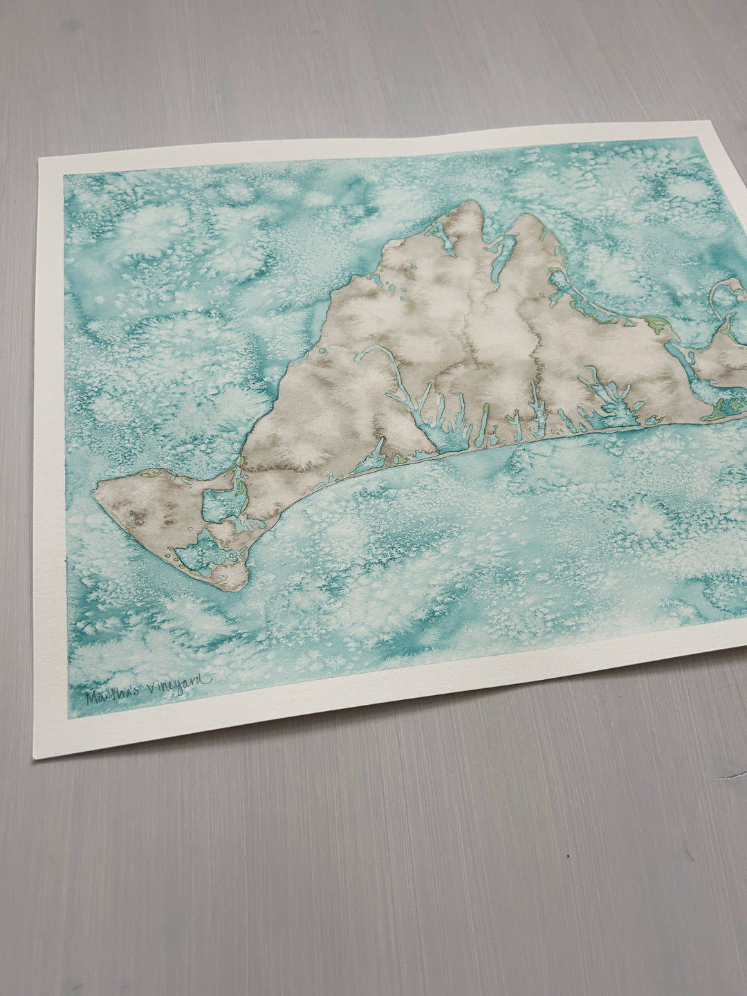 Martha's Vineyard Original Coastal Watercolor Map