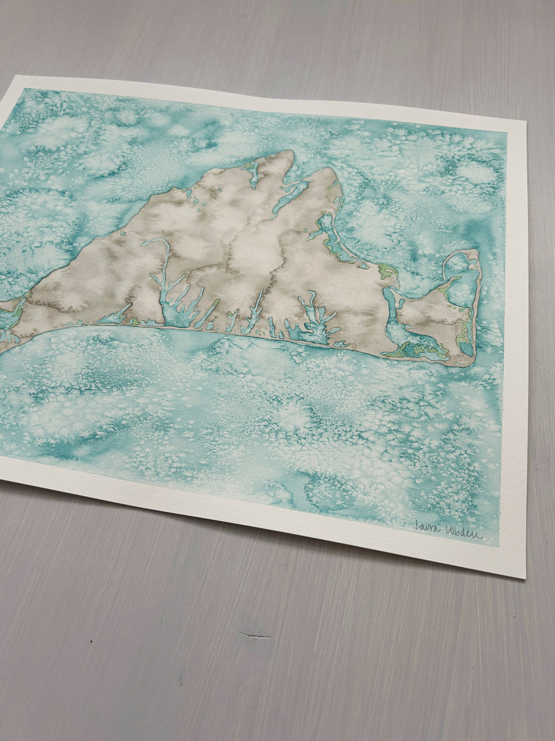 Martha's Vineyard Original Coastal Watercolor Map