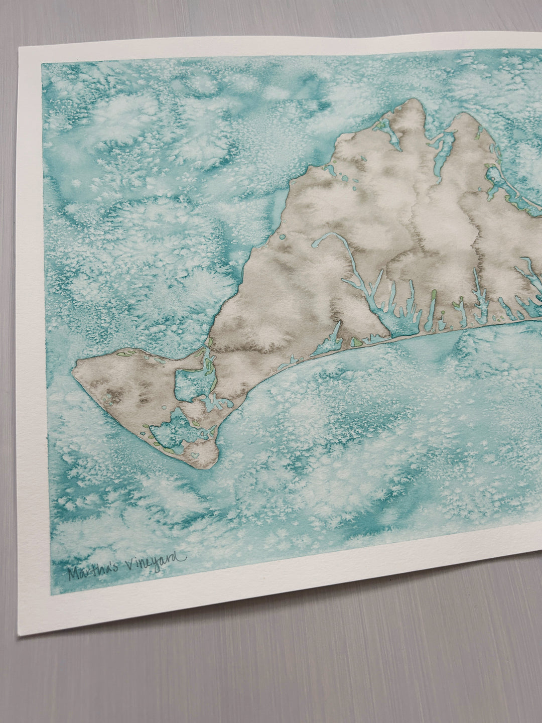 Martha's Vineyard Original Coastal Watercolor Map