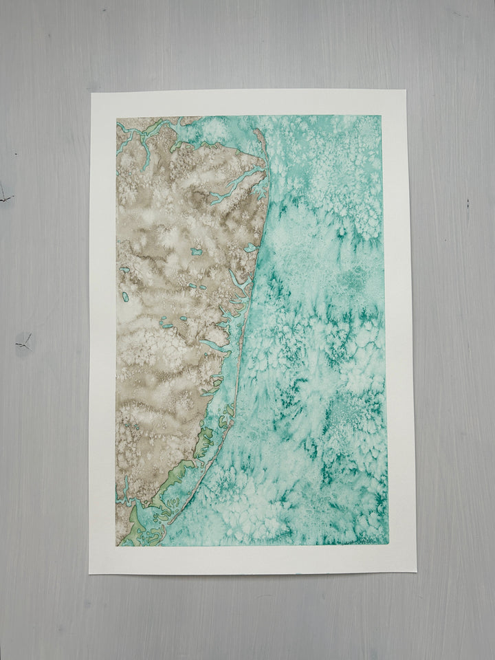 Northern New Jersey Original Coastal Watercolor Map