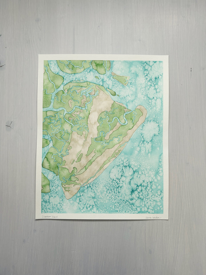 Ossabaw Island Original Coastal Watercolor Map