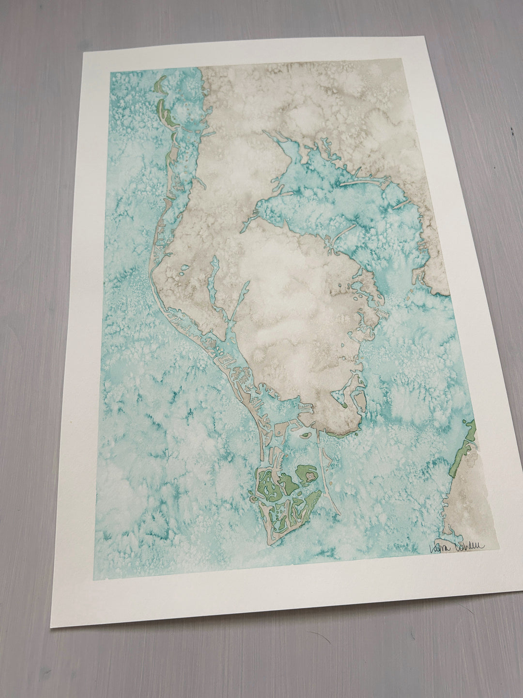 Pinellas County, Florida Original Coastal Watercolor Map